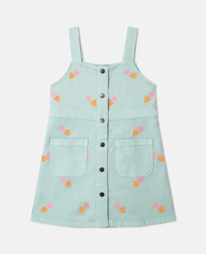 Robe en gabardine brodée d’un cœur Robe en gabardine brodée d’un cœur