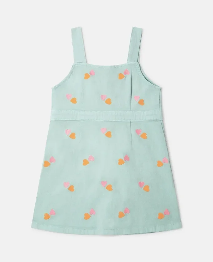 Robe en gabardine brodée d’un cœur Robe en gabardine brodée d’un cœur