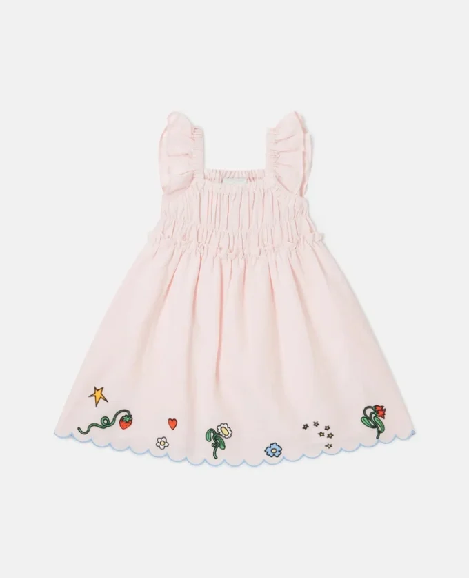 Robe en lin mélangé brodée de fleurs Robe en lin mélangé brodée de fleurs