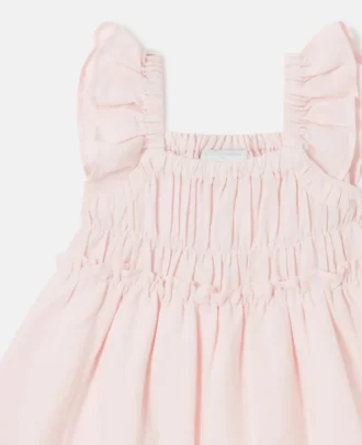 Robe en lin mélangé brodée de fleurs