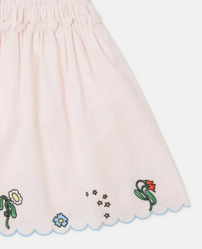 Robe en lin mélangé brodée de fleurs Robe en lin mélangé brodée de fleurs