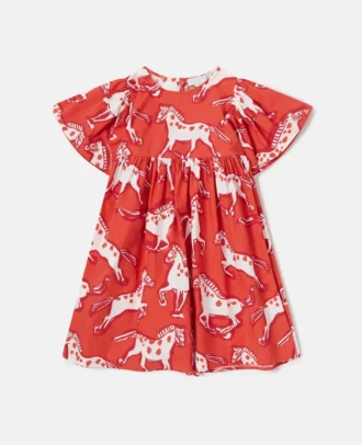 Robe en popeline imprimée chevaux