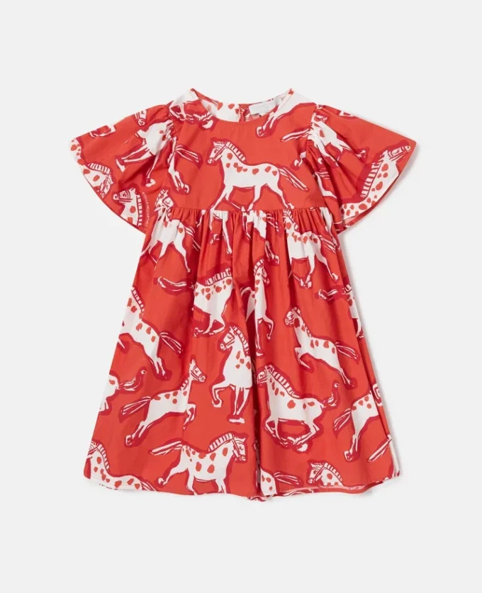 Robe en popeline imprimée chevaux Robe en popeline imprimée chevaux