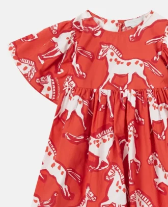 Robe en popeline imprimée chevaux
