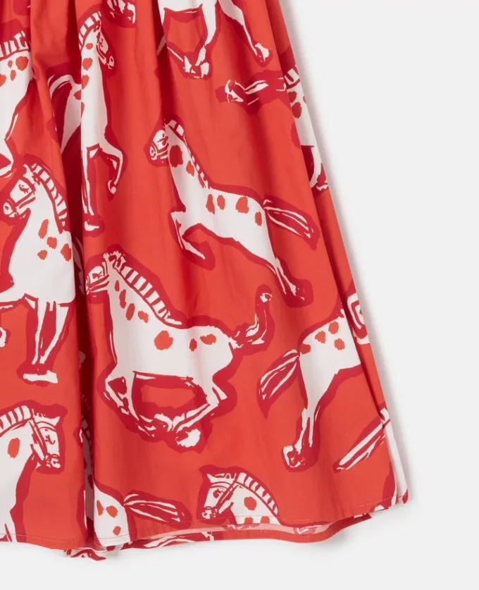 Robe en popeline imprimée chevaux Robe en popeline imprimée chevaux