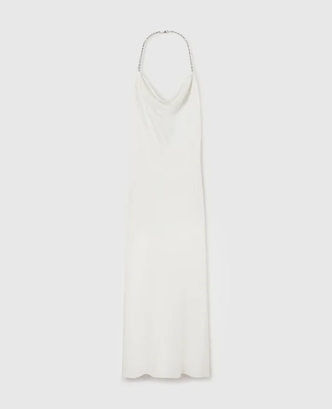 Robe en satin à bretelles chaîne Falabella Robe en satin à bretelles chaîne Falabella