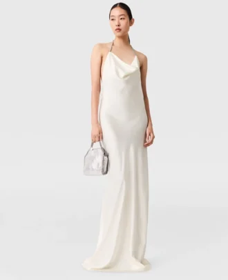 Robe en satin à bretelles chaîne Falabella