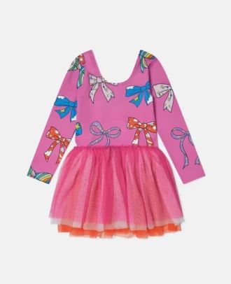 Robe en tulle superposé à imprimé nœud