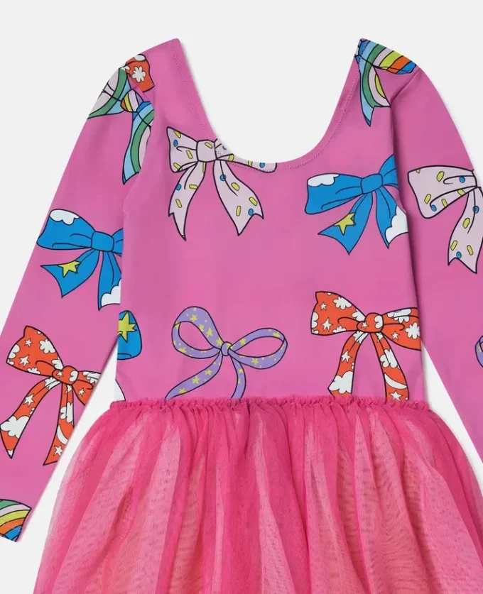 Robe en tulle superposé à imprimé nœud Robe en tulle superposé à imprimé nœud