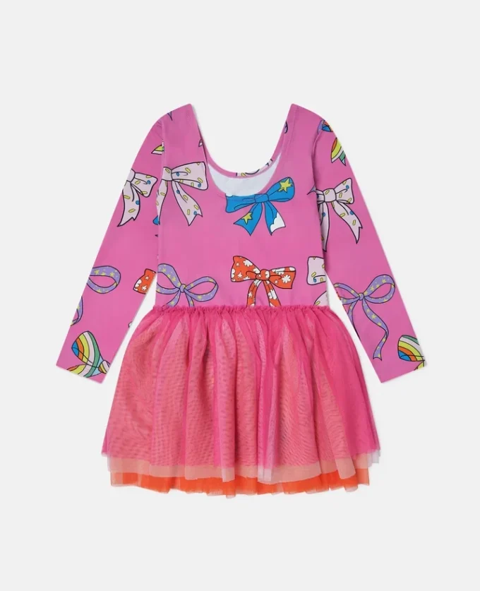 Robe en tulle superposé à imprimé nœud Robe en tulle superposé à imprimé nœud