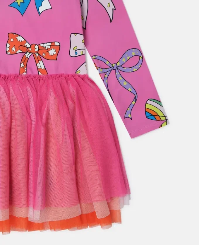 Robe en tulle superposé à imprimé nœud Robe en tulle superposé à imprimé nœud