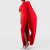 Robe longue asymétrique à cape