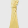 Robe longue à manches courtes en satin
