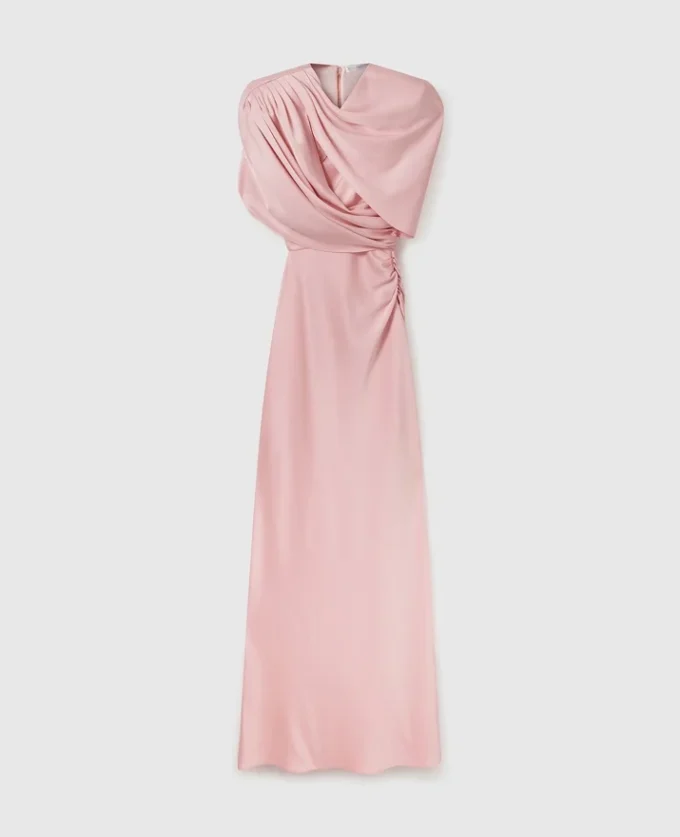 Robe longue à manches courtes en satin Robe longue à manches courtes en satin