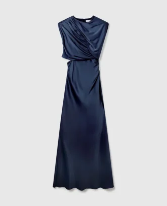 Robe longue à manches courtes en satin Robe longue à manches courtes en satin