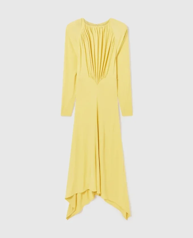Robe longue à manches longues en jersey plissé Robe longue à manches longues en jersey plissé