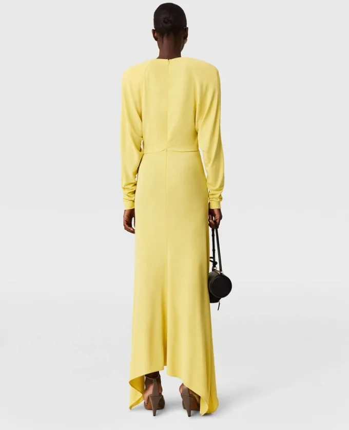 Robe longue à manches longues en jersey plissé Robe longue à manches longues en jersey plissé