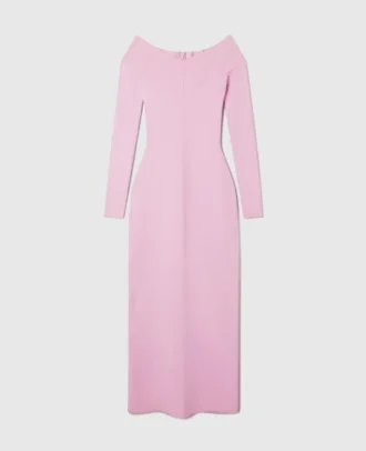 Robe longue à manches longues en maille compacte