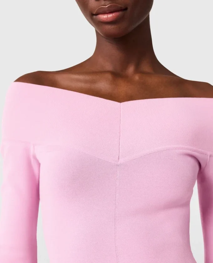 Robe longue à manches longues en maille compacte