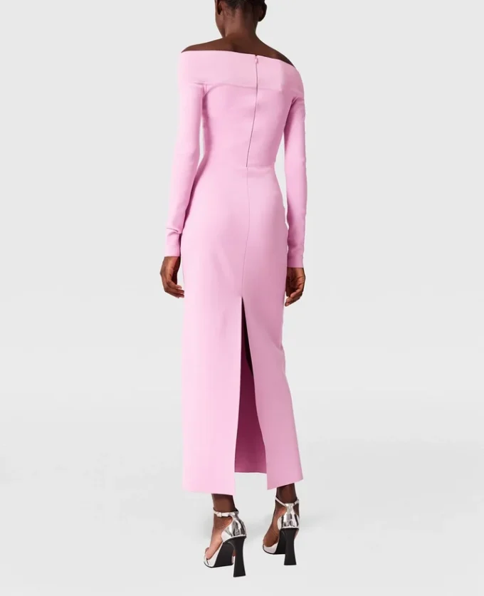 Robe longue à manches longues en maille compacte