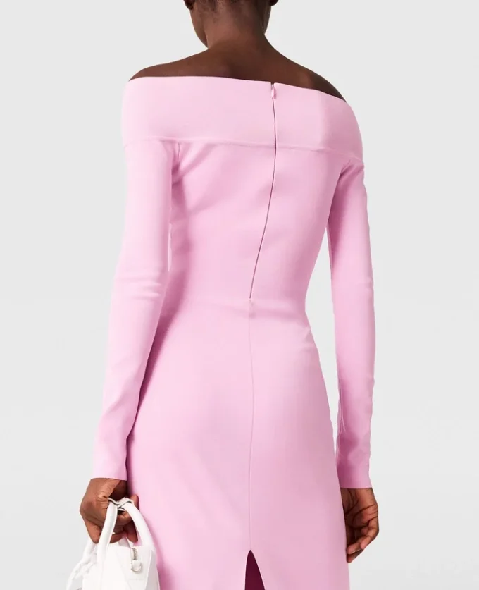 Robe longue à manches longues en maille compacte