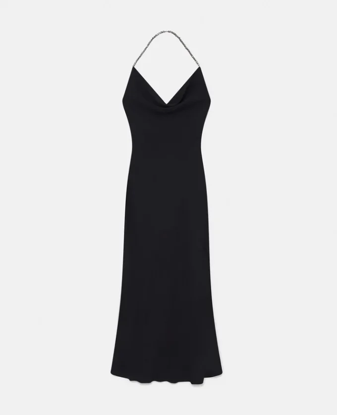 Robe longue plongeante à dos nu et cristaux Robe longue plongeante à dos nu et cristaux