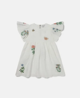 Robe à manches courtes brodée de fleurs
