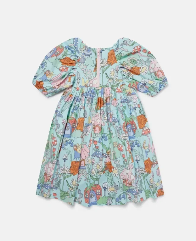 Robe à manches courtes plissée imprimé forêt Robe à manches courtes plissée imprimé forêt