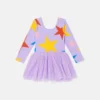 Robe à manches longues avec jupe en tulle imprimée d’étoiles Robe à manches longues avec jupe en tulle imprimée d’étoiles
