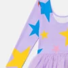 Robe à manches longues avec jupe en tulle imprimée d’étoiles Robe à manches longues avec jupe en tulle imprimée d’étoiles