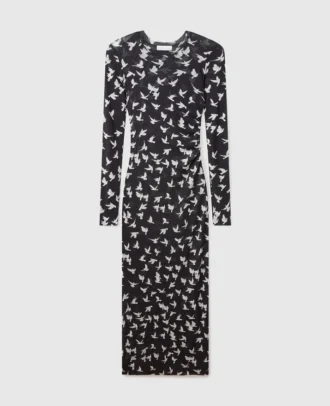 Robe à manches longues en maille imprimée tourterelle