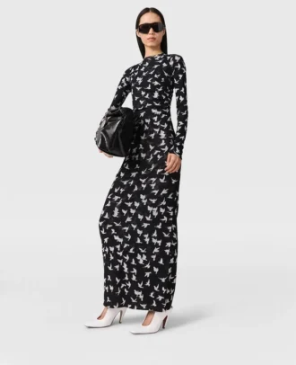 Robe à manches longues en maille imprimée tourterelle