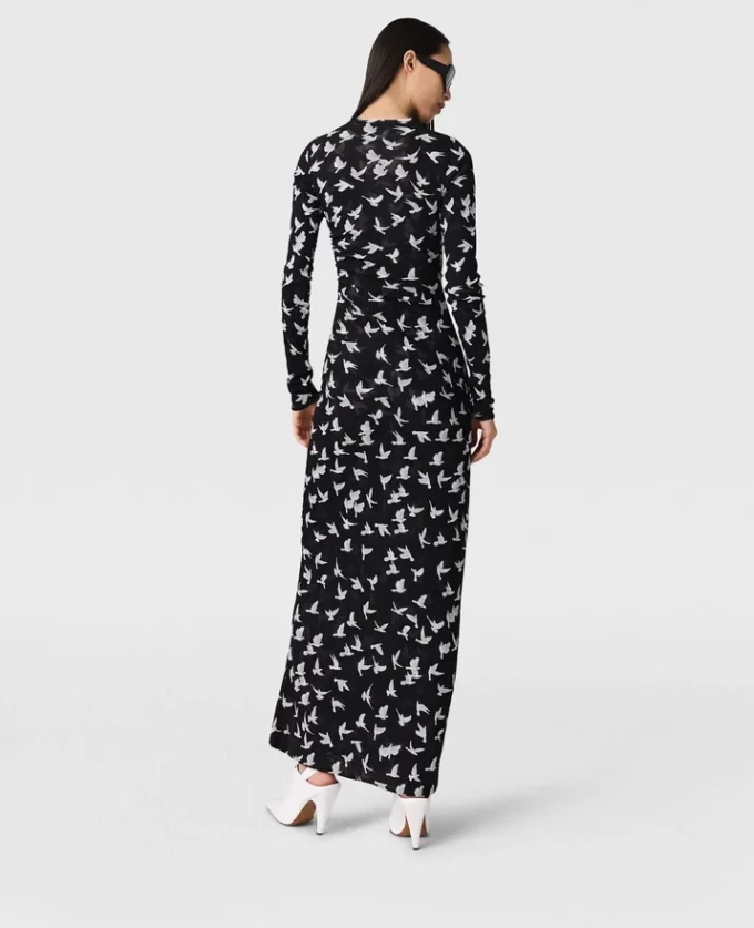 Robe à manches longues en maille imprimée tourterelle Robe à manches longues en maille imprimée tourterelle