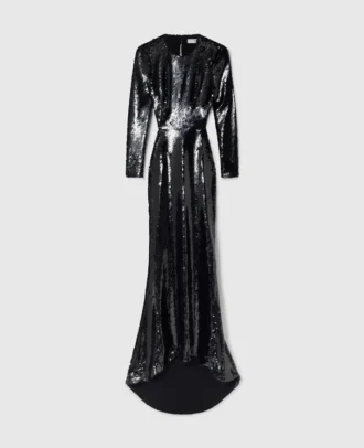 Robe à manches longues et dos nu à paillettes Robe à manches longues et dos nu à paillettes