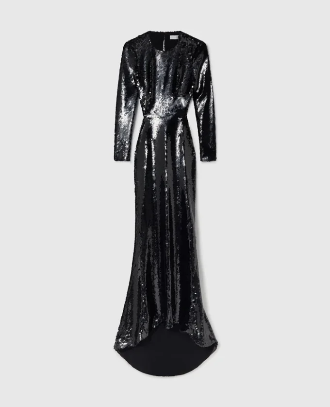 Robe à manches longues et dos nu à paillettes Robe à manches longues et dos nu à paillettes