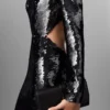 Robe à manches longues et dos nu à paillettes Robe à manches longues et dos nu à paillettes
