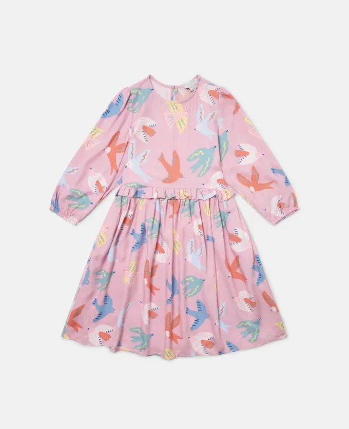 Robe à manches longues imprimée colombes
