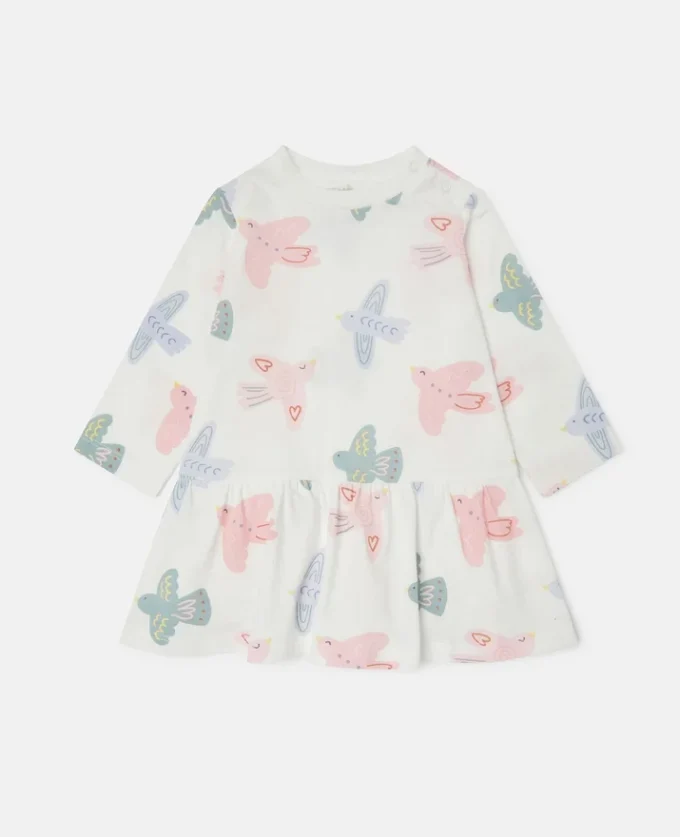 Robe à manches longues imprimée colombes