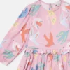 Robe à manches longues imprimée colombes