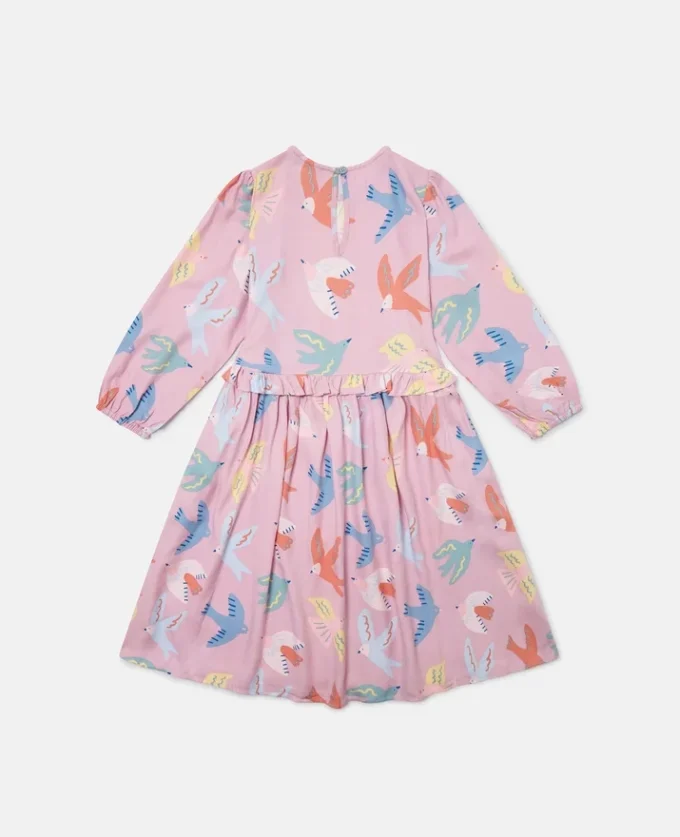 Robe à manches longues imprimée colombes