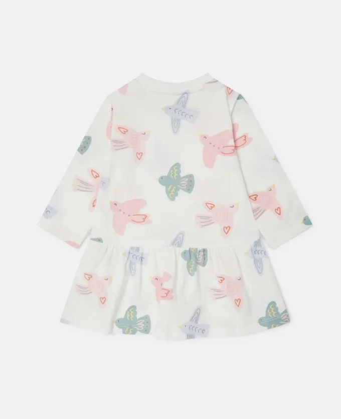 Robe à manches longues imprimée colombes