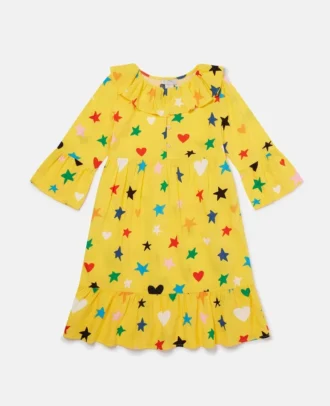 Robe à manches longues imprimée étoiles