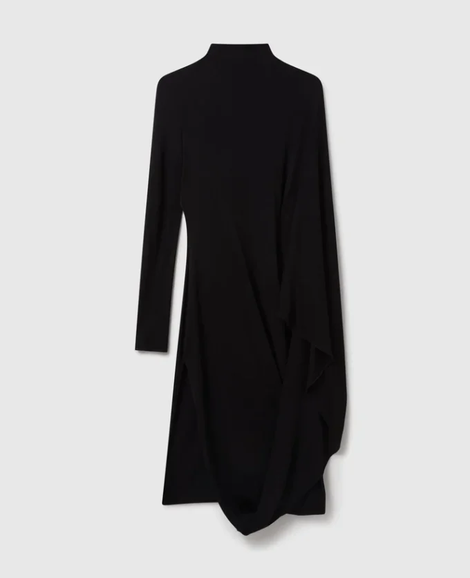 Robe midi asymétrique à cape