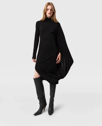Robe midi asymétrique à cape