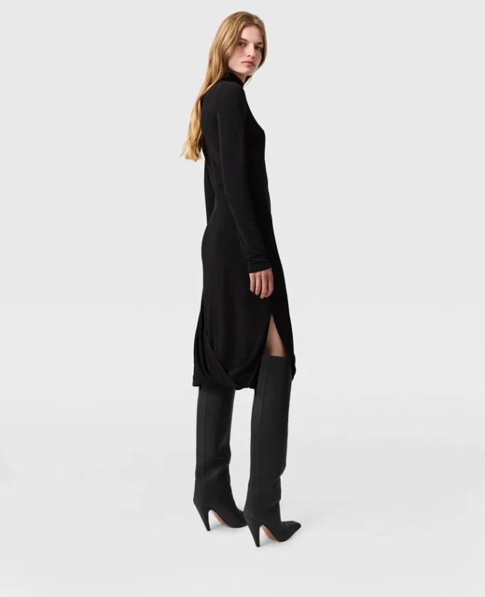 Robe midi asymétrique à cape