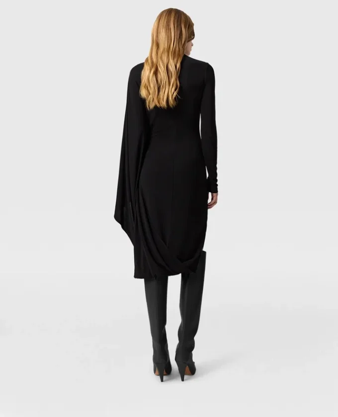 Robe midi asymétrique à cape