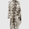 Robe midi drapée imprimé léopard nuage Robe midi drapée imprimé léopard nuage