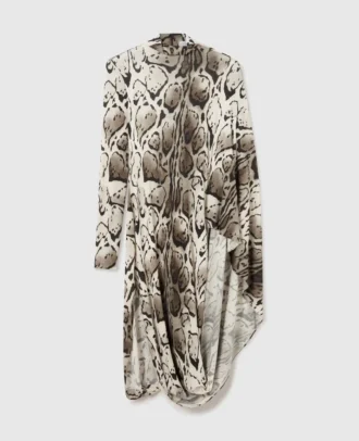 Robe midi drapée imprimé léopard nuage