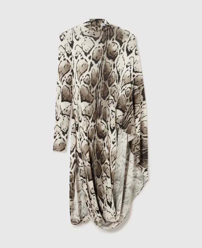 Robe midi drapée imprimé léopard nuage Robe midi drapée imprimé léopard nuage