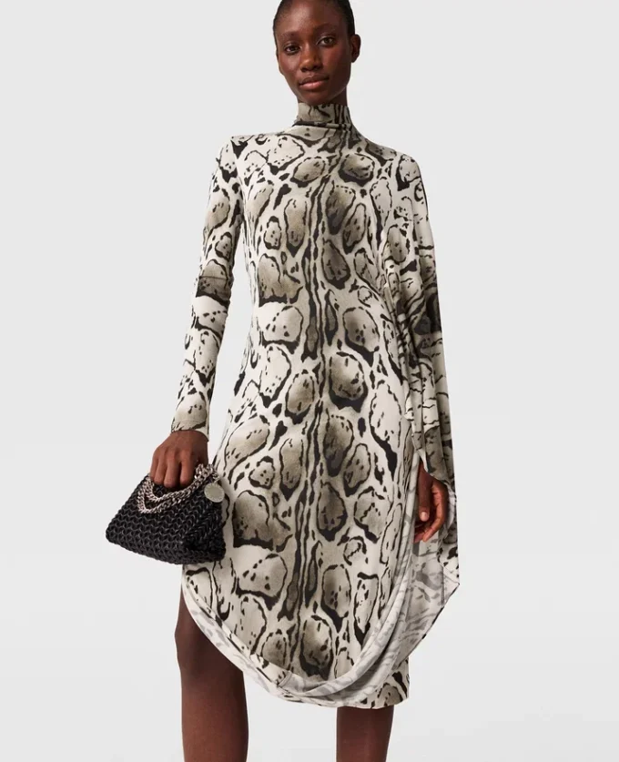 Robe midi drapée imprimé léopard nuage Robe midi drapée imprimé léopard nuage